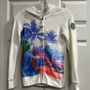 Roxy White Hoodie with Multicolor Print